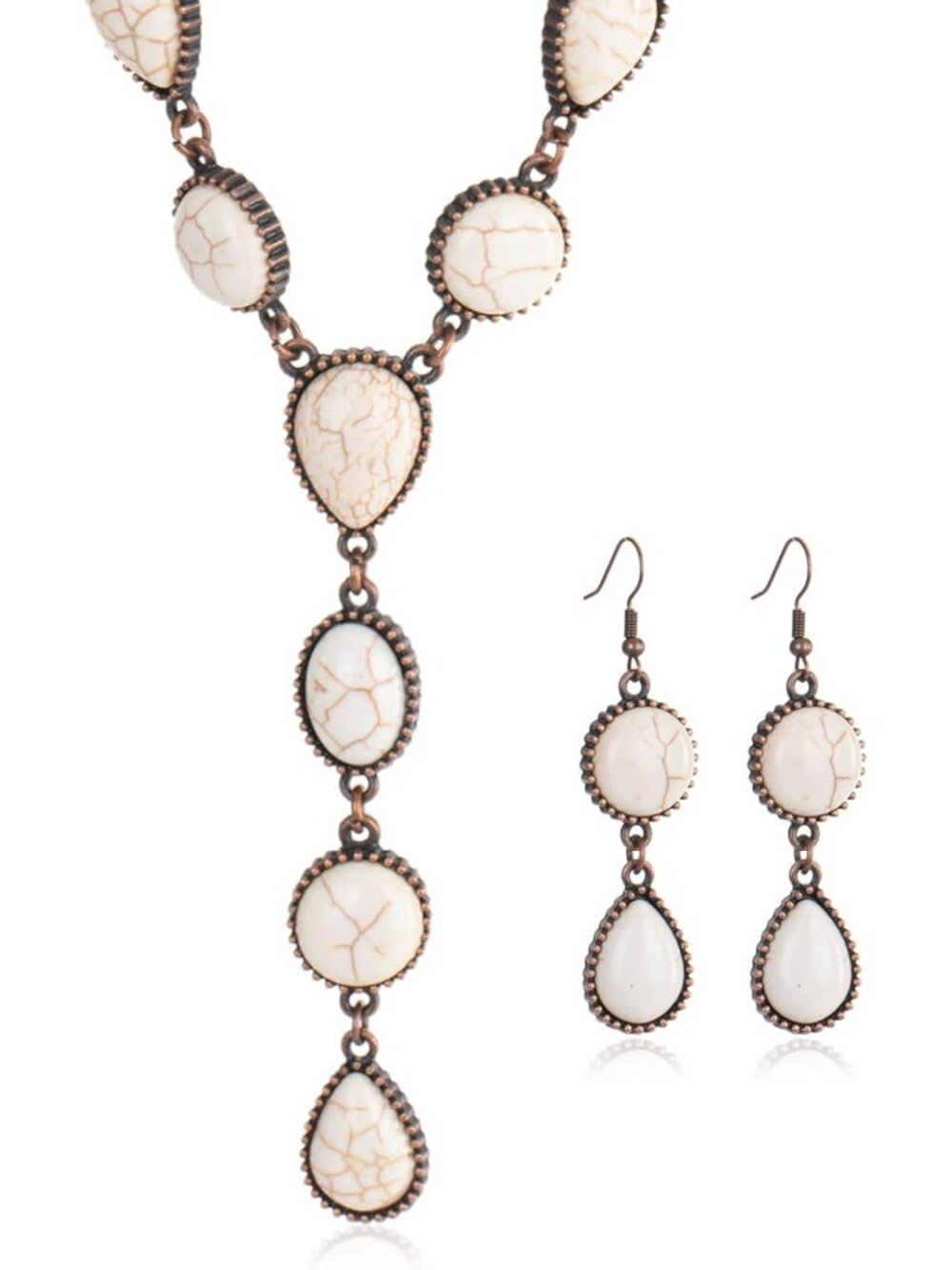 Turquoise Western Jewelry Set - Necklace & Earrings for Women - Boho Chic Style